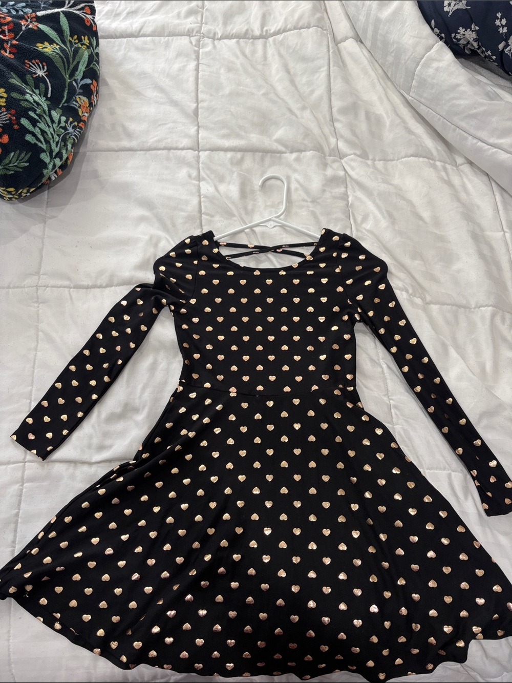 Epic Threads Black Long-Sleeve Heart Print Twirl Dress